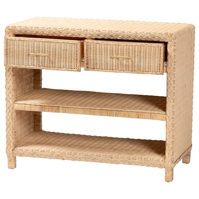 Lanica Braided Natural Rattan Console Table, SUN BLEACHED RATTAN, alternate image number null
