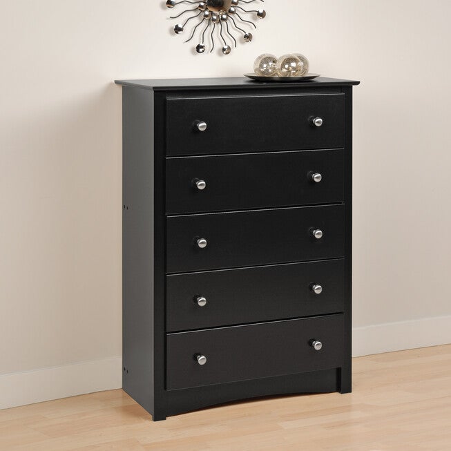 Sonoma Black 5-Drawer Chest, BLACK, hi-res image number 0
