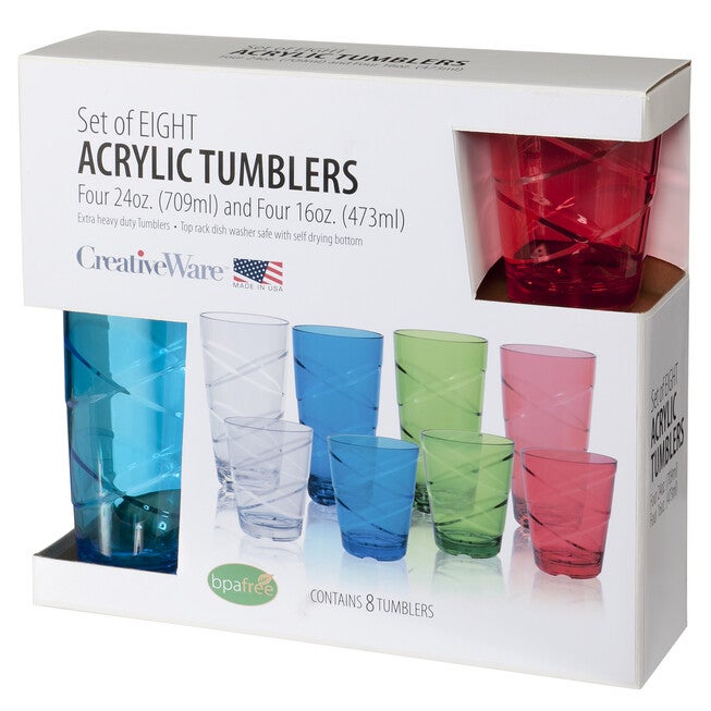 Creative Ware Circus 8 Piece Acrylic Tumbler Set, ASSORTED, hi-res image number null