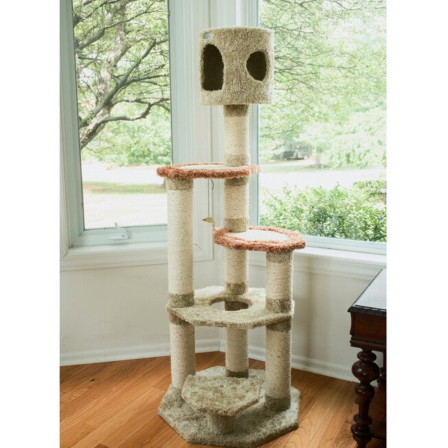 Real Wood 66 inches Cat Climber Junggle Tree With Sisal Carpet Platforms, , on-hover image number null