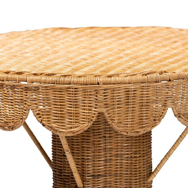 Pabla Bohemian Light Honey Rattan Scalloped Console Table, LIGHT HONEY, alternate image number 2