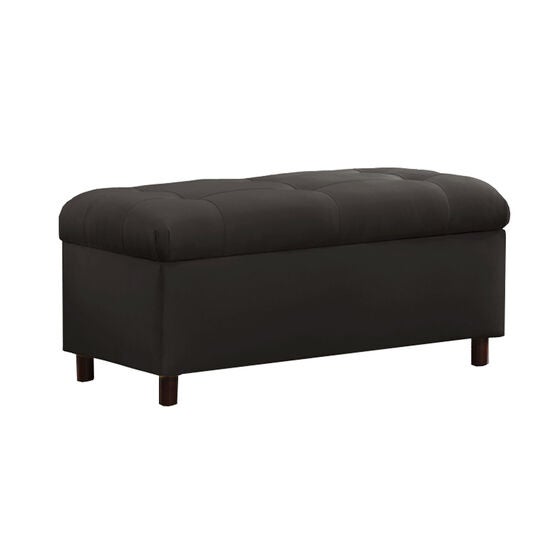 Upholstered Tufted Storage Bench In Microsuede Benches Ottomans