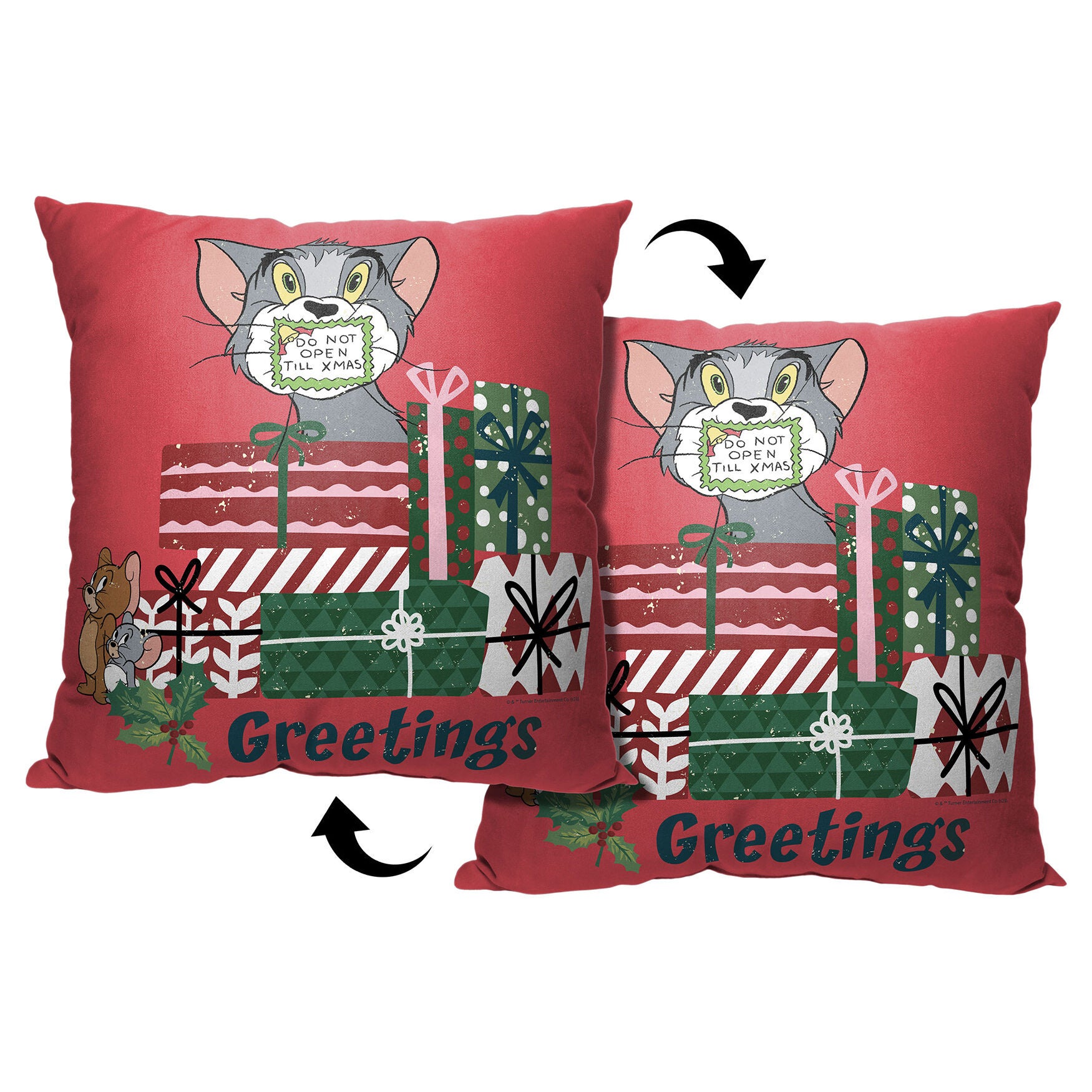 Wb Tom And Jerrysilenced Till Christmas 18X18 Printed Throw Pillow, O, hi-res image number 0