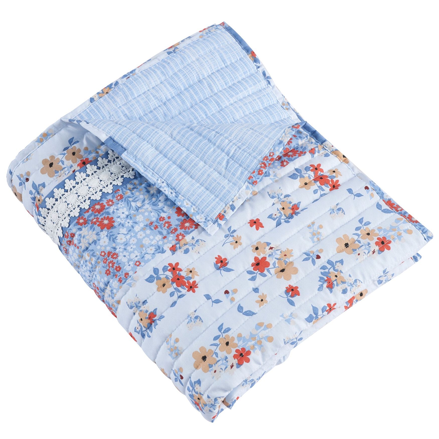 Betty Floral Quilted Throw Blanket, , alternate image number 6