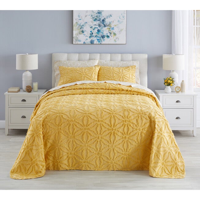 Wedding Ring Chenille Bedspread, GOLD, hi-res image number null
