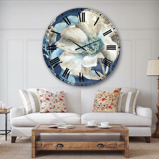 Indigold Watercolor Flower I Traditional Wall Clock, , on-hover image number null
