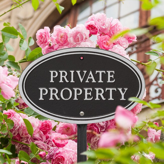 Private Property Oval Wall/Lawn Statement Plaque, , alternate image number null
