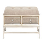 Beige Linen and Metal Contemporary Bench, 19x43x16, BEIGE, hi-res image number null
