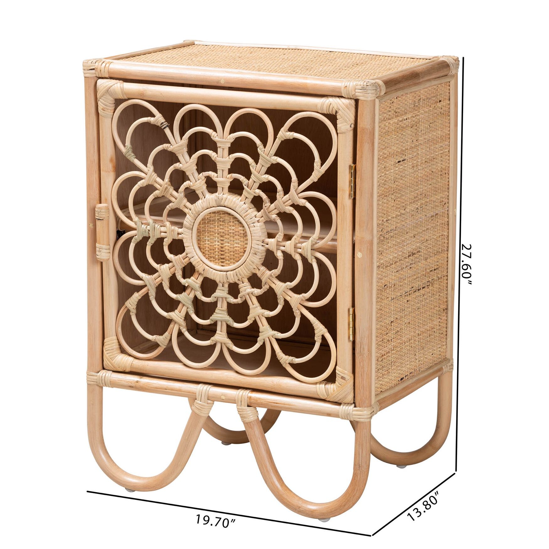 Acelin Modern Bohemian Natural Brown Rattan Nightstand, , alternate image number 14