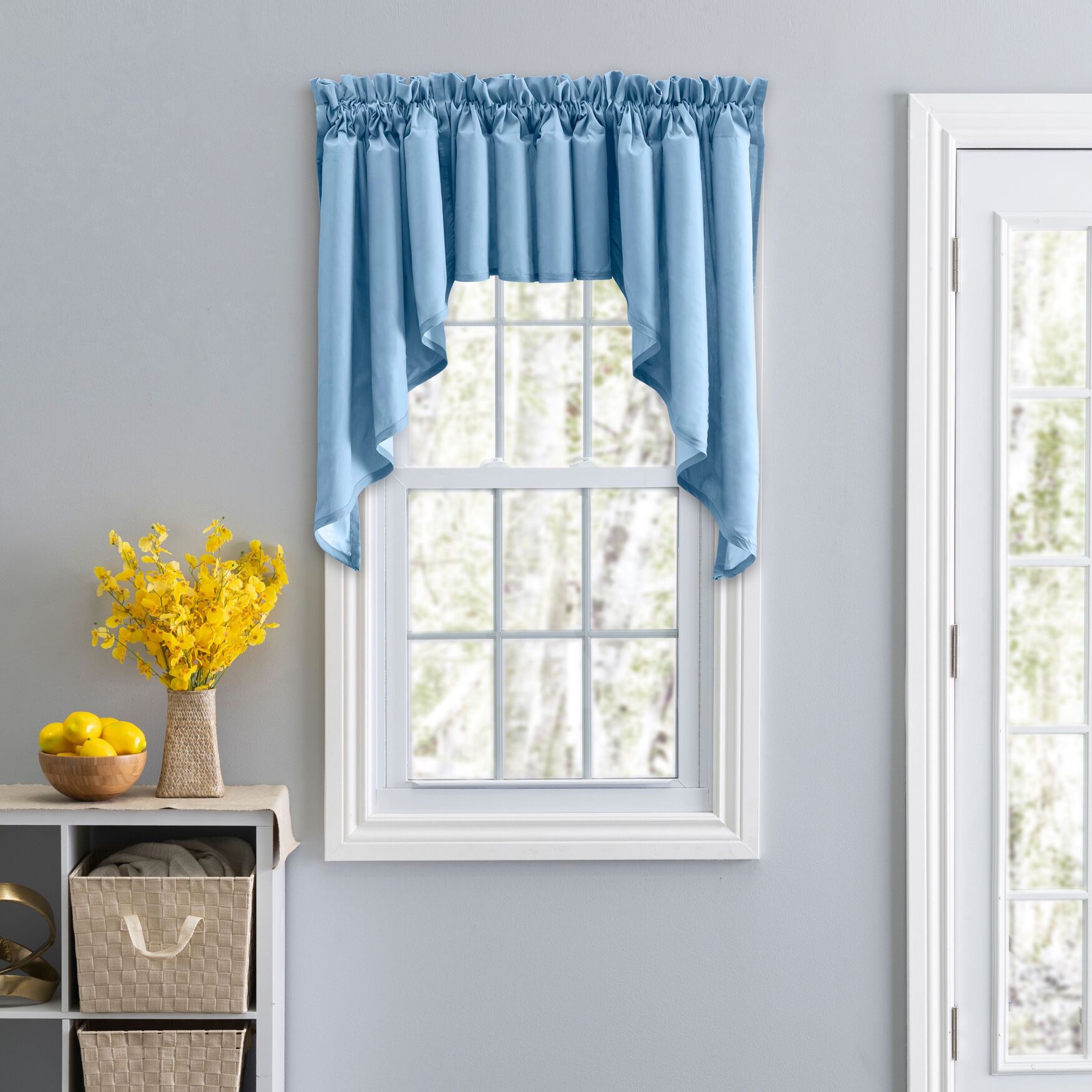 Stacey Curtain Color Lined Swag Set, SLATE, hi-res image number 0