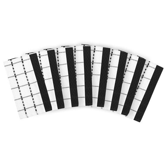 16Pk Pebble Terry Kitchen Towel Set, BLACK, hi-res image number null