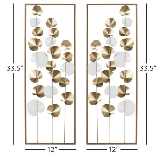 Set Of 2 Gold Metal Floral Wall Decor, , alternate image number null