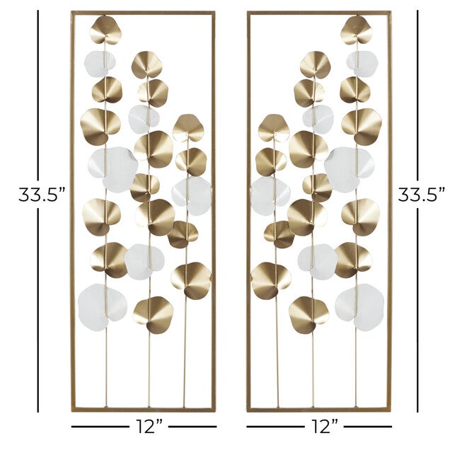 Set Of 2 Gold Metal Floral Wall Decor, , alternate image number 6