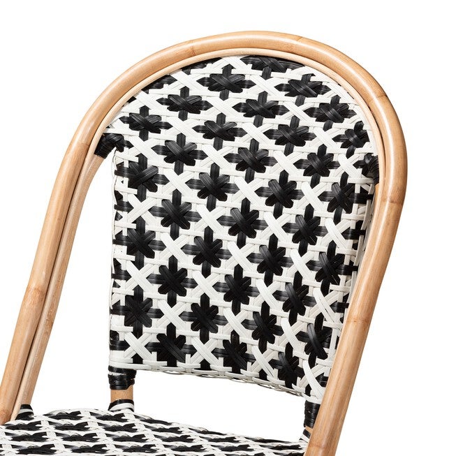 Ambre Modern French Black And White Weaving Natural Rattan 2-Piece Bistro Chair Set, , alternate image number 3