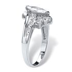 Silver Tone Marquise Cut Engagement Ring Cubic Zirconia, , on-hover image number null