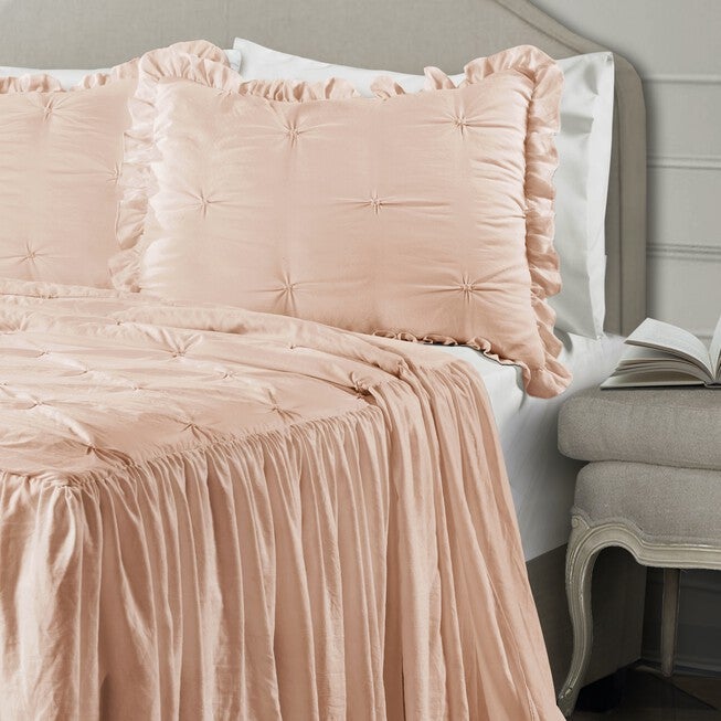 Ravello Pintuck Ruffle Skirt Bedspread 3 Pc Set, , alternate image number 6