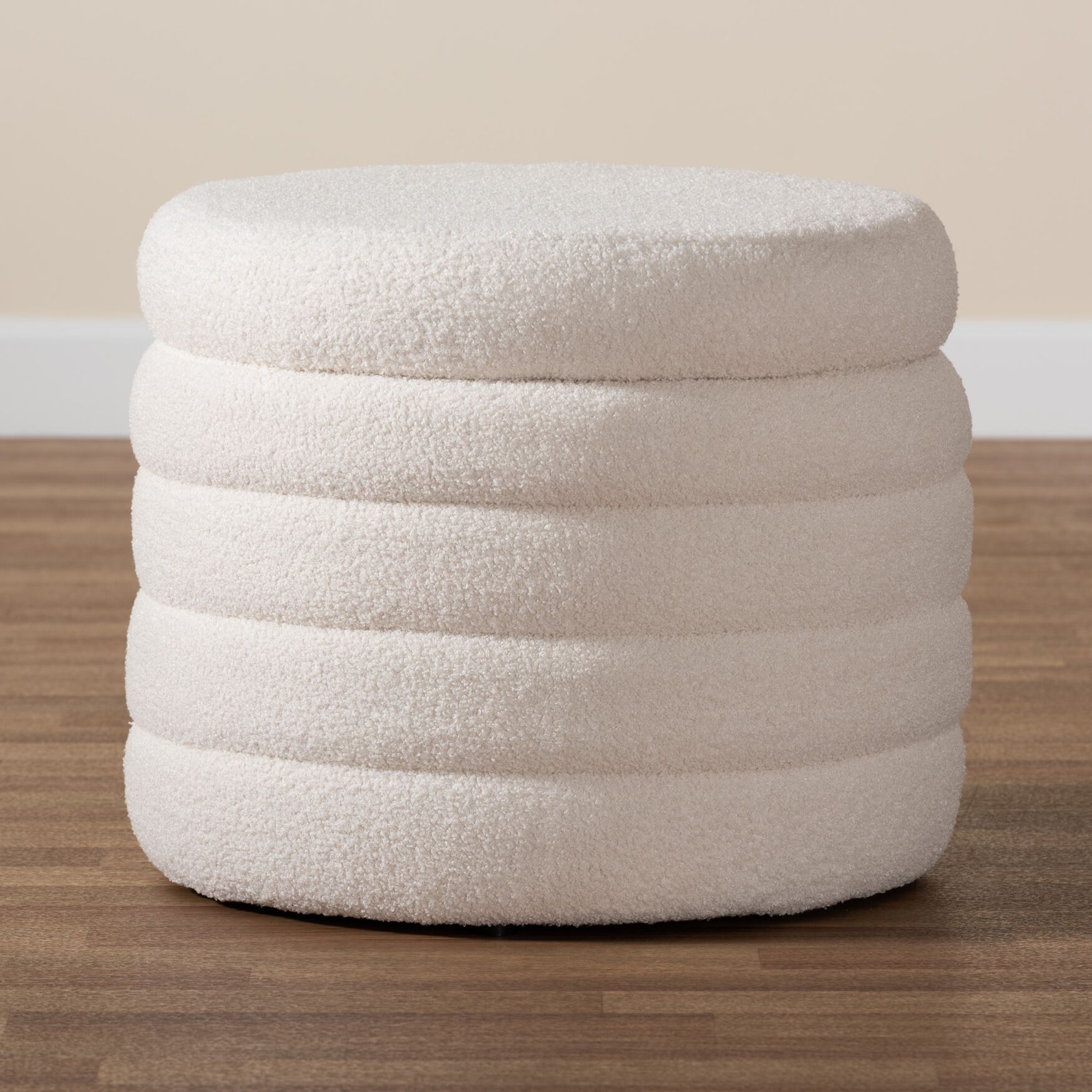 Tabitha Modern And Contemporary Ivory Boucle Upholstered Storage Ottoman, , alternate image number 6