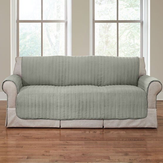 Reversible Plush Stripe Extra Long Sofa Protector Pet Protection