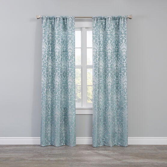 Jasmine Jacquard Rod-Pocket Panel Set — 2 Pack, SEAGLASS, hi-res image number null