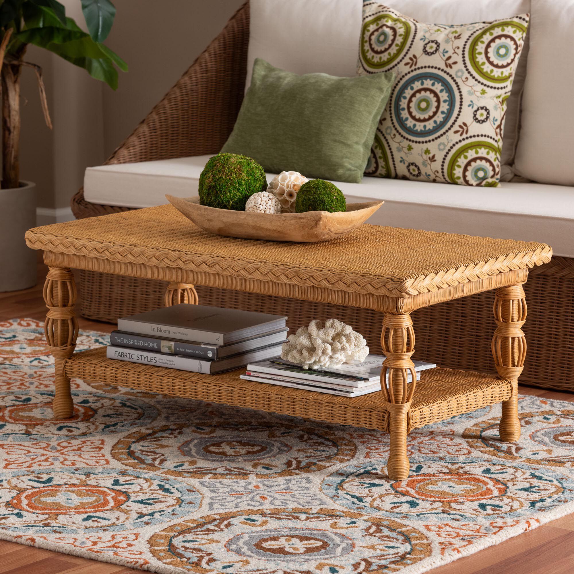 Dolby Natural Rattan Coffee Table, LIGHT HONEY, hi-res image number 0