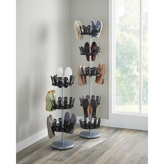 5-Tier Revolving Shoe Rack, CHROME BLACK, hi-res image number 0