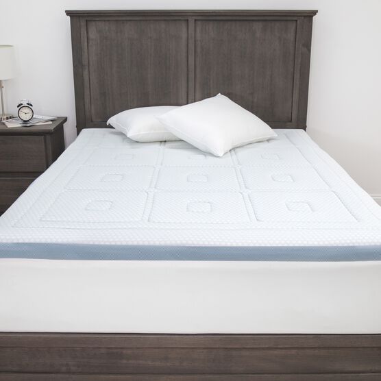 SensorPEDIC SensorCOOL 3-Inch Gel-Infused Memory Foam Mattress Topper, WHITE, hi-res image number null