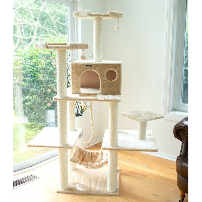 Real Wood 72 inches Condo Sratching Post Cat Tree, , on-hover image number null