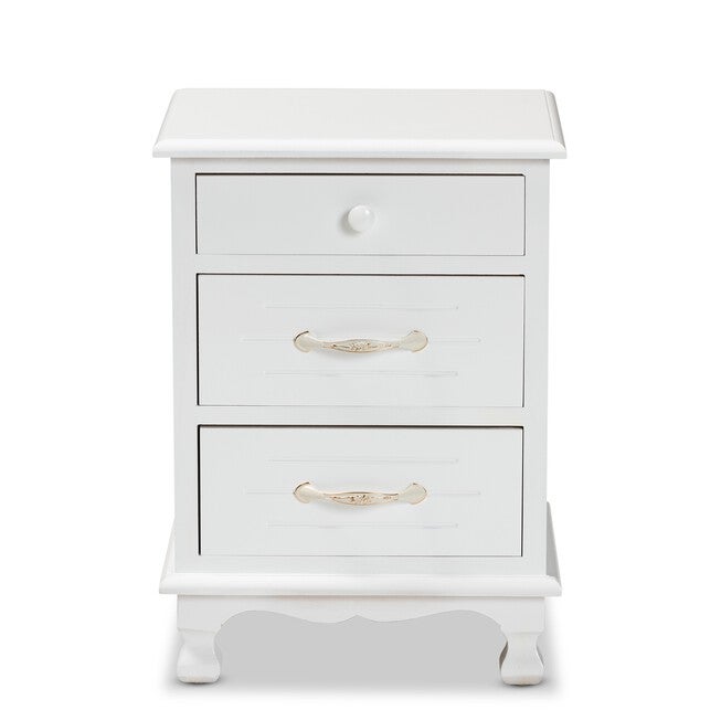 Layton Classic And Traditional White Finished Wood 3-Drawer Nightstand, , alternate image number 2