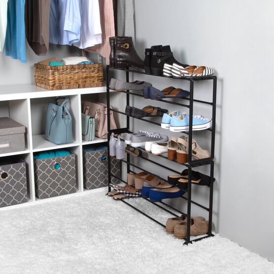Saving Design, 7-Tier Shoe Rack Storage Organizer, Holds Up To 30-Pair, 35.43" X 8.86" X 36.61", Black, , alternate image number null