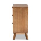 Baden Mid-Century Modern Walnut Brown Finished Wood 3-Drawer Nightstand With Rattan, , alternate image number null
