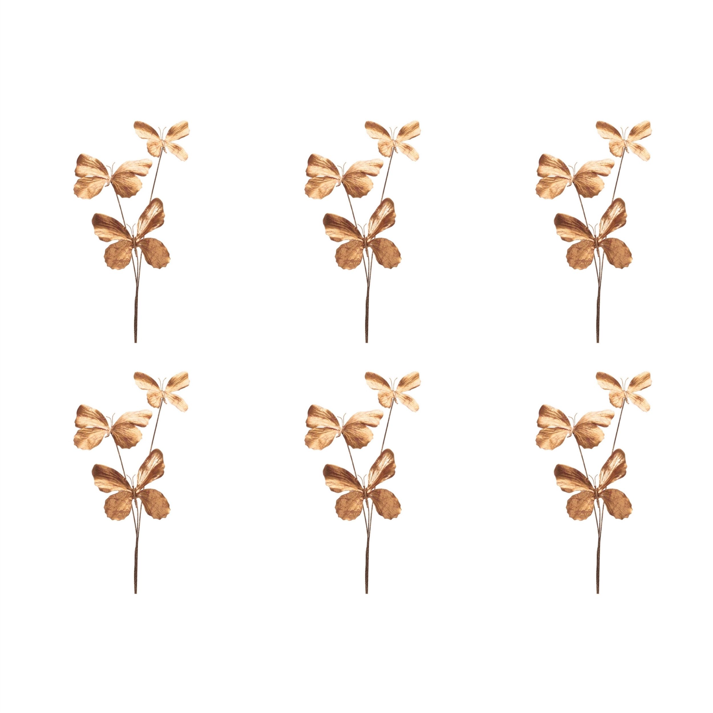 Metallic Butterfly Spray (Set of 6), GOLD, alternate image number 4