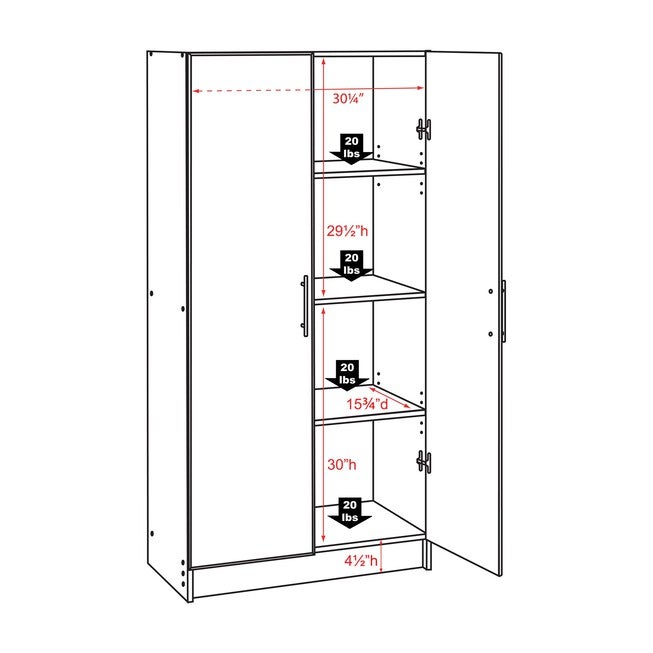 Elite 32 inches Storage Cabinet, White, , alternate image number null