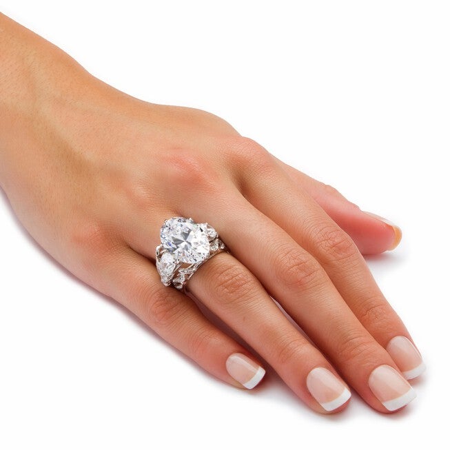 Platinum-Plated Bridal Ring Set Cubic Zirconia (15 3/4 cttw TDW), , alternate image number 2