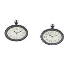Set Of 2 Cream Metal Vintage Wall Clock, CREAM, hi-res image number null