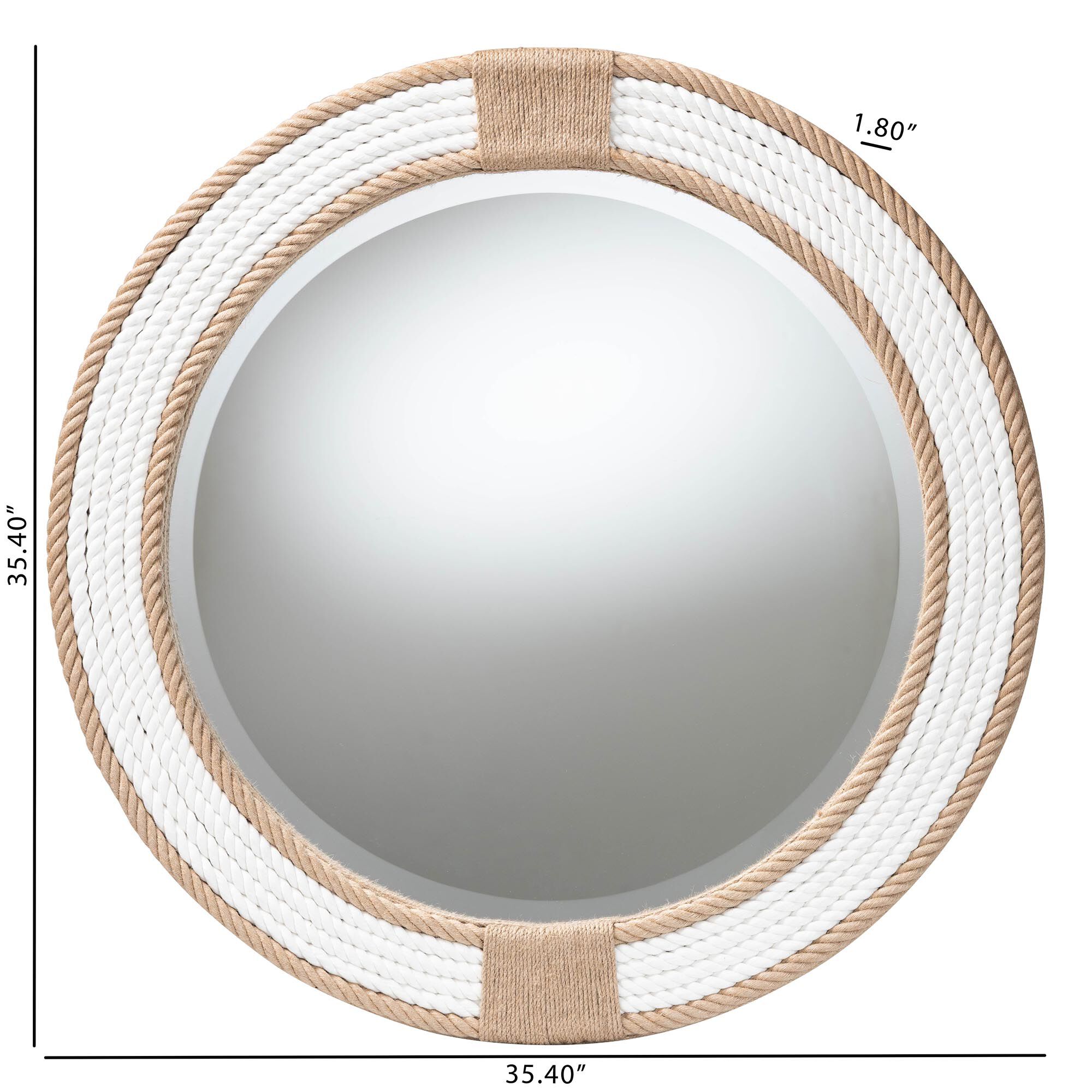 Adita Round Woven Rope Mirror, WHITE, alternate image number 4