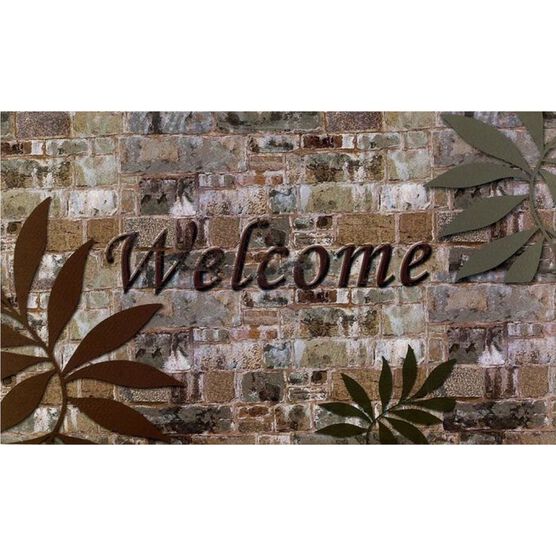Welcome Outdoor Rubber Entrance Mat 18" x 30", MULTI STONE BRICK, hi-res image number null