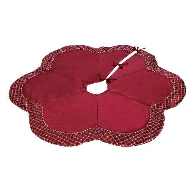 Scallop Edge Border Christmas Tree Skirt, RED, hi-res image number null