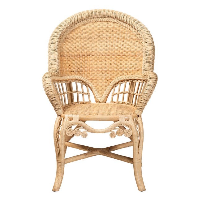 Ratu Modern Bohemian Natural Brown Rattan Accent Chair, , on-hover image number null