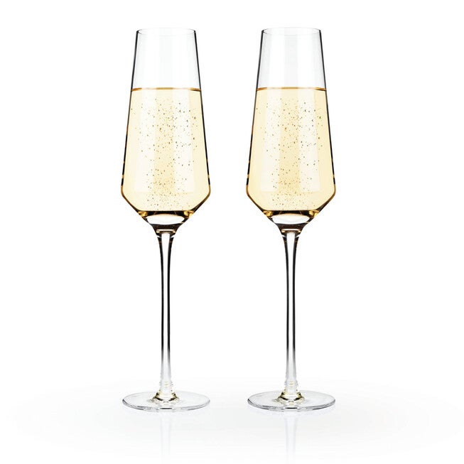 Angled Crystal Champagne Flutes, CLEAR, hi-res image number 0
