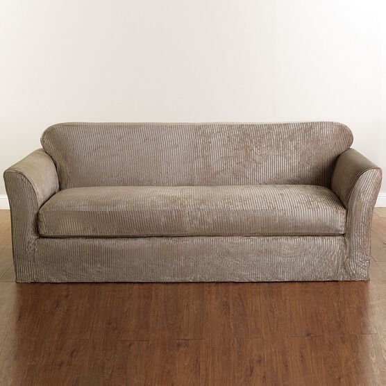 Stretch Stripe Extra Long Sofa Slipcover Décor Brylane Home Extra Long Sofa Slipcover