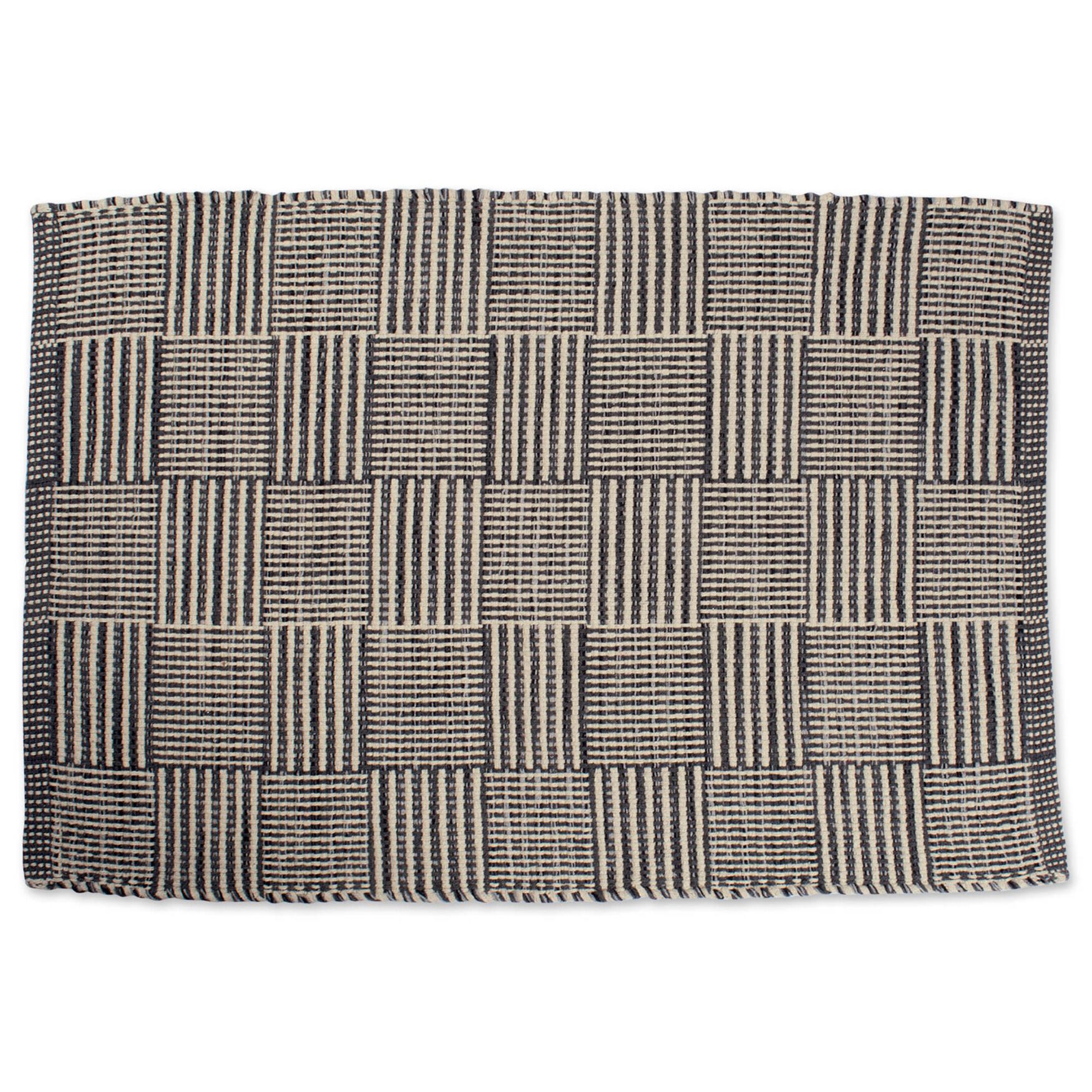 Simple Gray Squares Handwoven Recycled Yarn Rug 2X3 Ft, 4438247 ...
