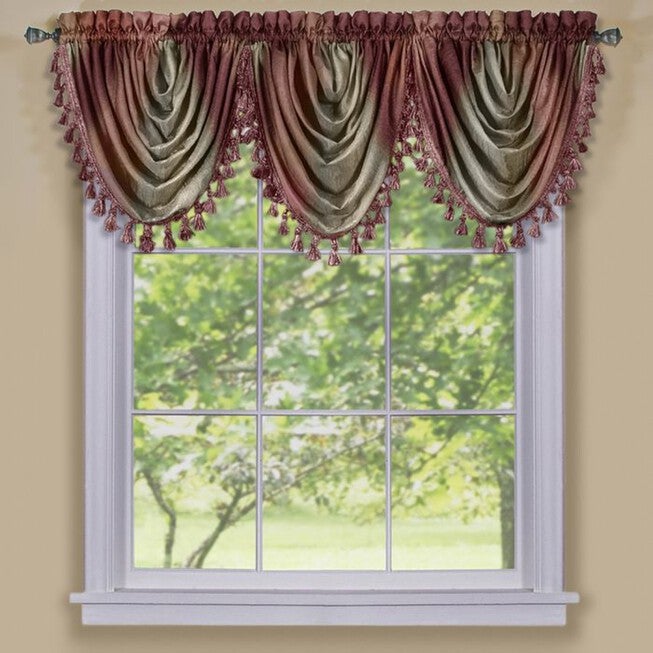 Ombre Waterfall Valance, BURGUNDY, hi-res image number 0