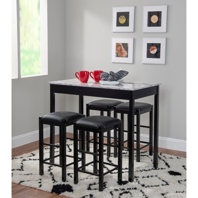 Lancer 5-Pc. Tavern Set Black Faux Marble, , alternate image number null