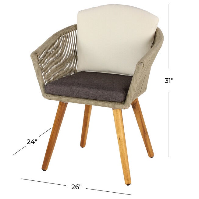 Set Of 2 Light Brown Aluminum Outdoor Dining Chair, , alternate image number null