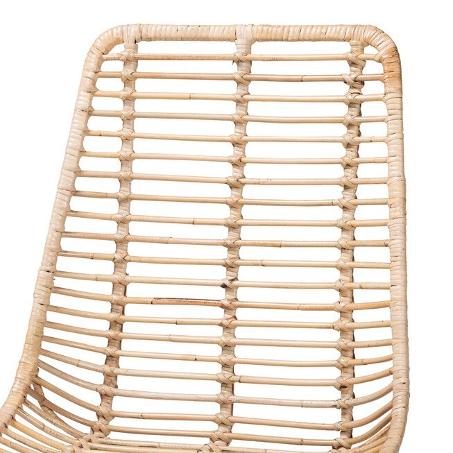 Manhattan Modern Bohemian Natural Brown Rattan And Black Metal Dining Chair, , alternate image number 3