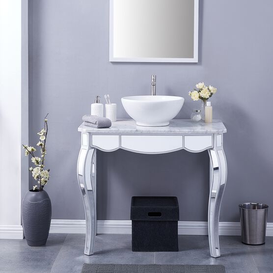 Luella Mirrored Vanity Sink With Natural Marble Countertop Bath
