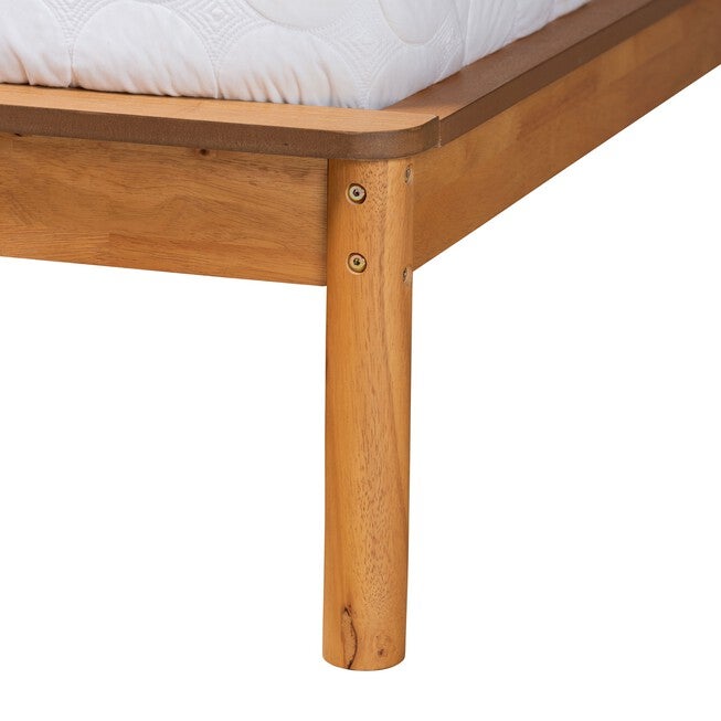 Efren Mid-Century Modern Honey Oak Finished Wood Full Size Bed Frame, , alternate image number null