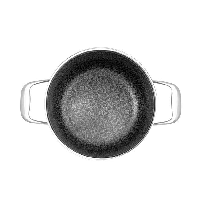 LIVWELL DiamondClad™ 6 Quart Hybrid Nonstick Stainless Steel Stock Pot and Lid, Dishwasher Safe, PFOA-free – Silver/Black, SILVER, alternate image number null