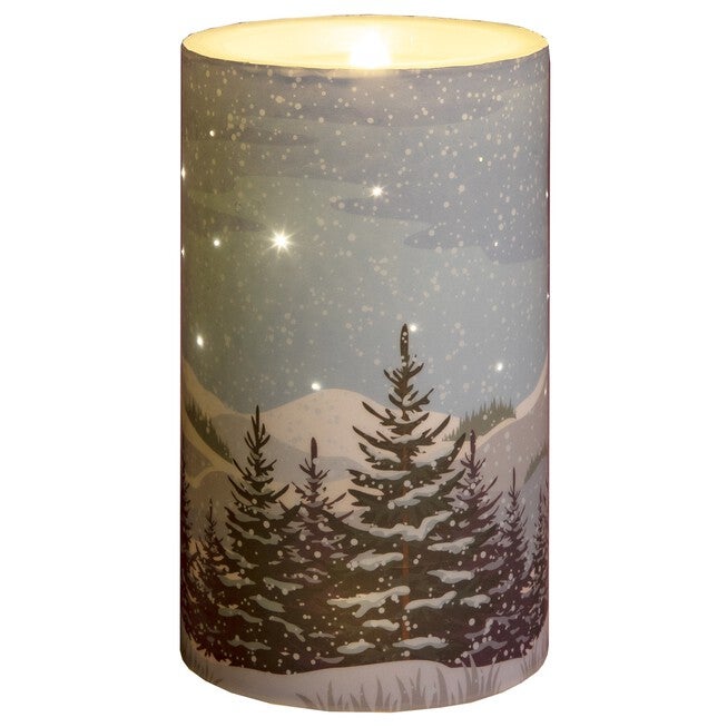Snowy Landscpe Fiber Optic & LED Candle, , on-hover image number null