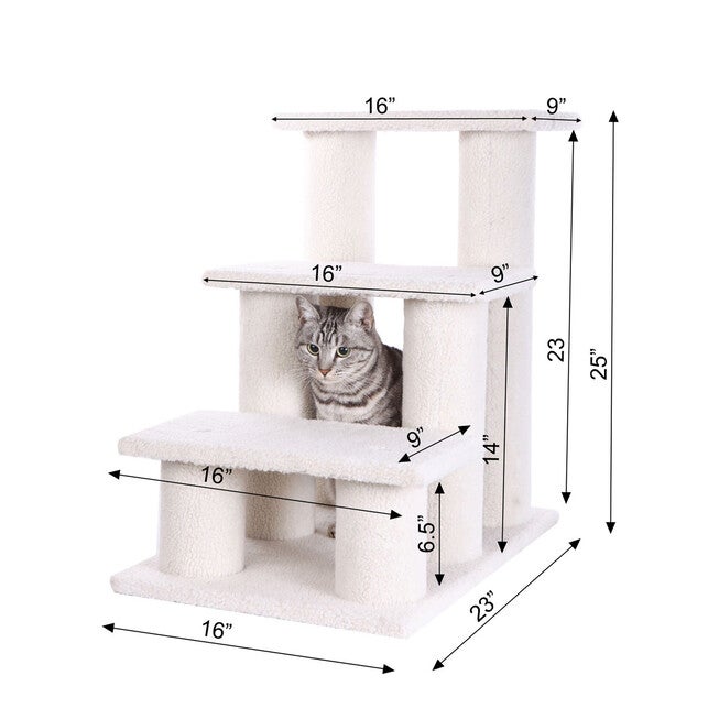 3 Step Cat Pet Step Stairs Ramp, 25 inches Height Dogs Climber And Kitten Step, , alternate image number null